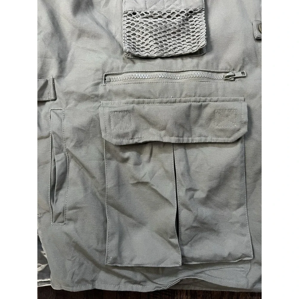 VTG Field & Stream Fly Fishing Vest Mens XL Khaki Multipocket Outdoors Zip Vent